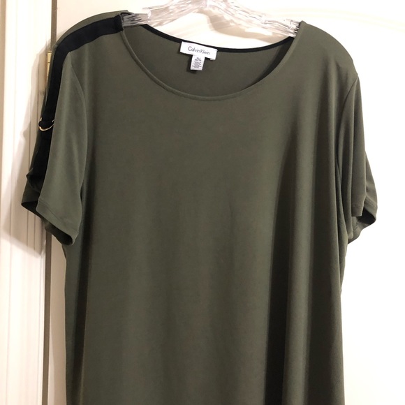 Calvin Klein Tops - Olive green/black Calvin Klein blouse